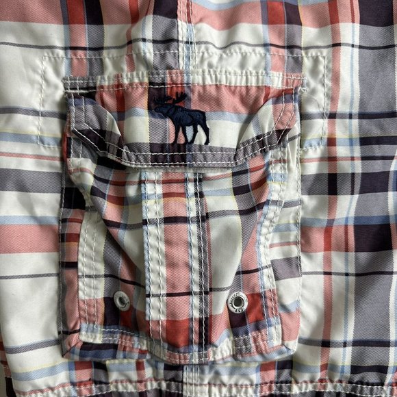Abercrombie & Fitch Swim Board Cargo Shorts Plaid Mens Size XL Mesh Lined - Picture 4 of 7